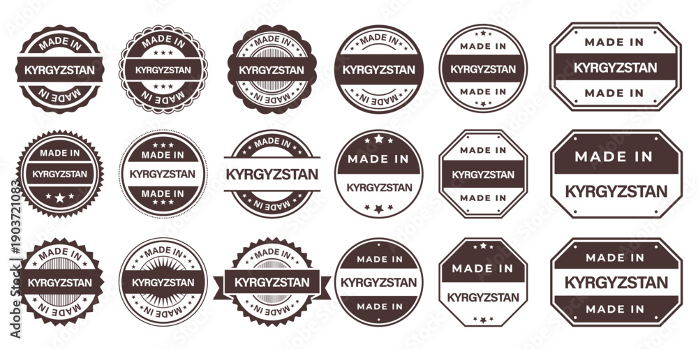 Obraz premium Made in KYRGYZSTAN Vintage Stamp Badges Collection, Made in KYRGYZSTAN Retro Badge & Stamp Logo Collection
