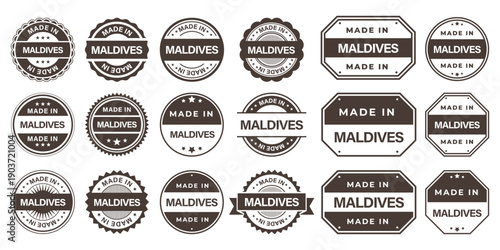 Made in MALDIVES Vintage Stamp Badges Collection, Made in MALDIVES Retro Badge & Stamp Logo Collection