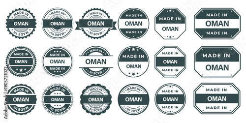 Made in OMAN Vintage Stamp Badges Collection, Made in OMAN Retro Badge & Stamp Logo Collection