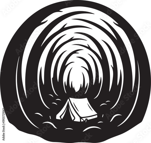 Camping in a serene and peaceful forest tunnel setting