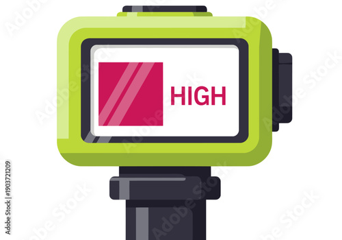 A vibrant gas detector displays 'HIGH' alert. Modern design, clear display, safety focus. Professional illustration, bright colors, clean composition.