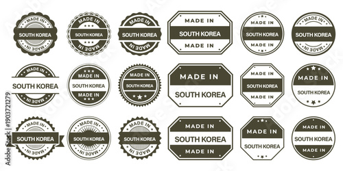 Made in SOUTH KOREA Vintage Stamp Badges Collection, Made in SOUTH KOREA Retro Badge & Stamp Logo Collection