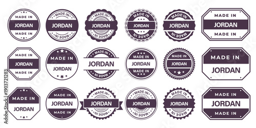 Made in JORDAN Vintage Stamp Badges Collection, Made in JORDAN Retro Badge & Stamp Logo Collection