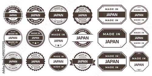 Made in JAPAN Vintage Stamp Badges Collection, Made in JAPAN Retro Badge & Stamp Logo Collection