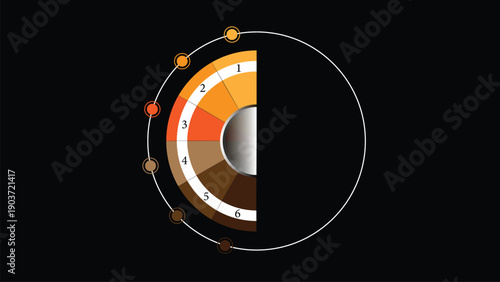 A minimalist depiction features three connected circles in warm tones against a stark black background creating a simple abstract design high quality professional detailed modern elegant