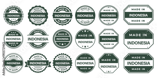 Made in INDONESIA Vintage Stamp Badges Collection, Made in INDONESIA Retro Badge & Stamp Logo Collection