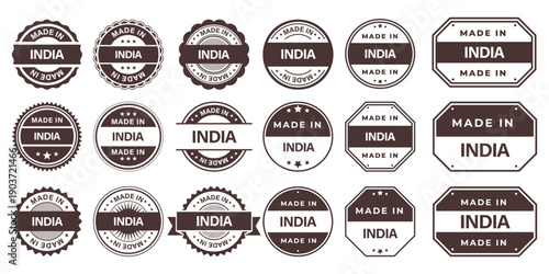 Made in INDIA Vintage Stamp Badges Collection, Made in INDIA Retro Badge & Stamp Logo Collection