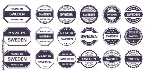Bild auf Leinwand Made in SWEDEN Vintage Stamp Badges Collection, Made in SWEDEN Retro Badge & Sta