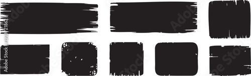 rounded rectangle shapes set black icons, minimal frame symbol collection isolated, geometric box graphic elements