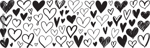 heart pattern decorative icons black set, love symbol collection isolated background, romantic graphic elements pack