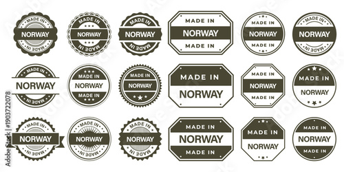 Made in NORWAY Vintage Stamp Badges Collection, Made in NORWAY Retro Badge & Stamp Logo Collection