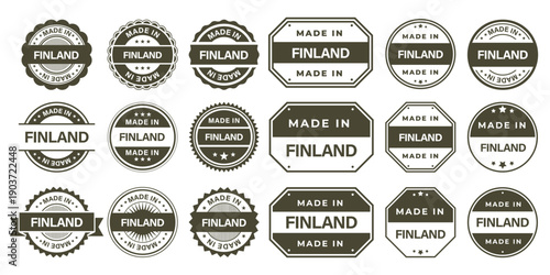 Made in FINLAND Vintage Stamp Badges Collection, Made in FINLAND Retro Badge & Stamp Logo Collection