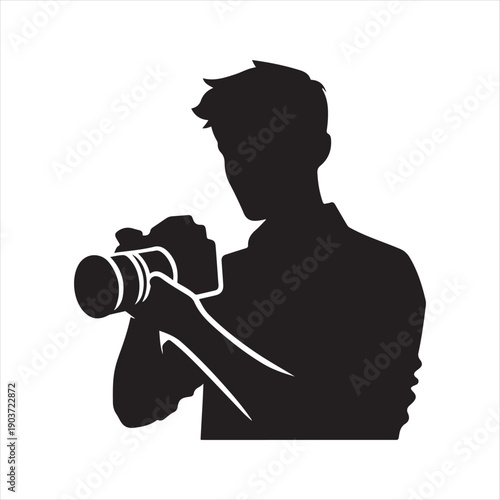 photographer vector silhouette line art logo idea collection