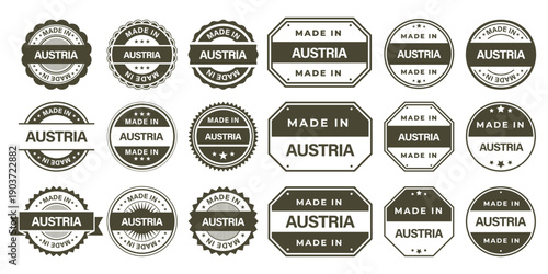 Made in AUSTRIA Vintage Stamp Badges Collection, Made in AUSTRIA Retro Badge & Stamp Logo Collection