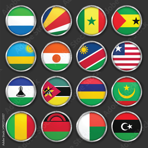 Circular World Flags with Metallic Borders, Premium Circular Flags with Chrome Metallic Edges Free Download Circular World Flags with Metallic Borders, Premium Circular Flags with Chrome Metallic Edges - GFXLoad