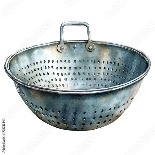 Soil Sieve, watercolor vector, isolated on a white background.