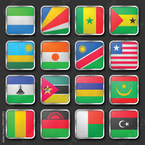 Square World Flags with Metallic Borders, Premium Square Flags with Chrome Metallic Edges Free Download Square World Flags with Metallic Borders, Premium Square Flags with Chrome Metallic Edges - GFXLoad