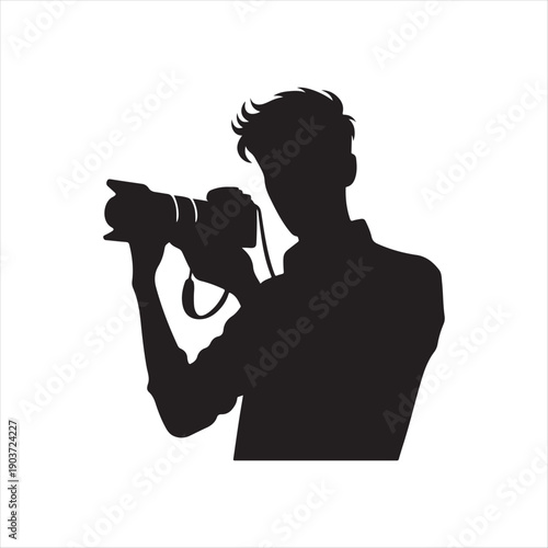 photographer vector silhouette line art logo idea collection