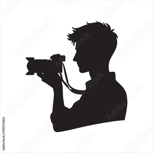 photographer vector silhouette line art logo idea collection