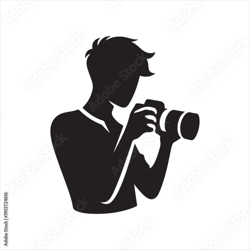 photographer vector silhouette line art logo idea collection