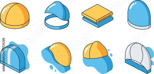 Soft Cushion and Pillow Vector Icon Set with Minimal Rounded Comfort Symbols for Home Decor, Furniture Apps, UI, and Graphic Designs.