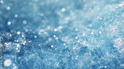 Abstract Ice Texture: An abstract composition showcasing the intricate crystalline structure of ice, illuminated by soft light, evokes a sense of cold beauty and ephemeral elegance.