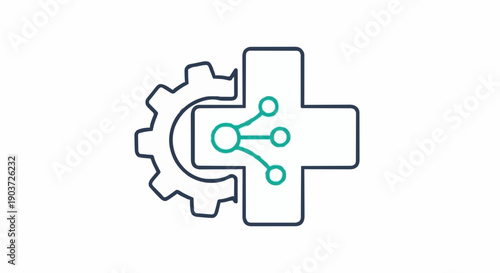 Process flow diagram line icon. Interconnected rectangular nodes and directional arrows symbolize workflow, strategy, and data management system