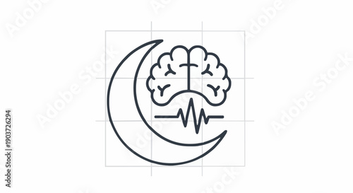 Exploring the intricate connection between nighttime rest and cognitive function, an iconic representation of brain activity during sleep cycles for health and wellness insight
