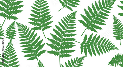Green fern leaves seamless pattern vector clipart, botanical foliage background illustration