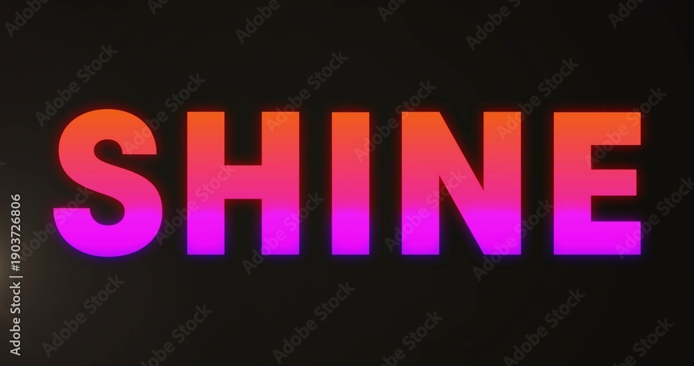 Obraz premium Displaying bold SHINE text glowing with warm-to-cool gradient on studio backdrop, lens-flare