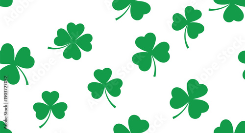 Green shamrock vector clipart seamless pattern for St. Patrick's Day festive backgrounds