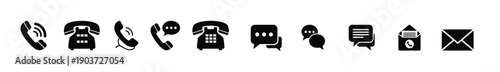 Phone icons collection. Contact us symbol. Call sign. Cell phone pictogram isolated on white background