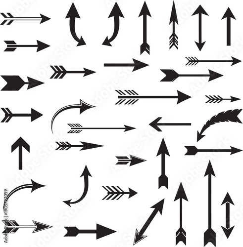 Collection of various arrow icons and symbols