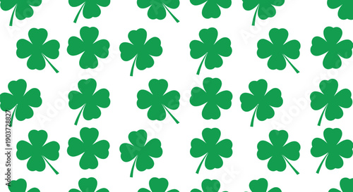 Seamless Green Shamrock Pattern Vector Clipart for St. Patrick's Day Design and Decoration