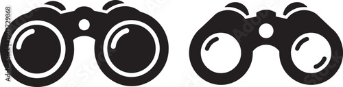 Binoculars Silhouette Set – Black Vector Icons with Rounded and Angular