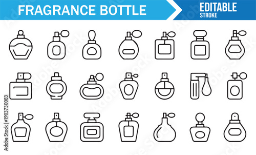 Elegant Perfume Bottle Minimal Line Illustration Set