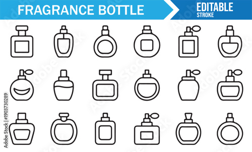 Beauty Cosmetic Fragrance Bottle Icon Set