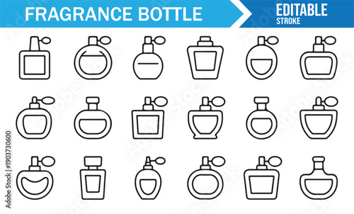 Perfume Packaging Line Icons for Beauty Design