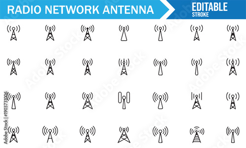 Network Signal Transmission Antenna Icon Collection