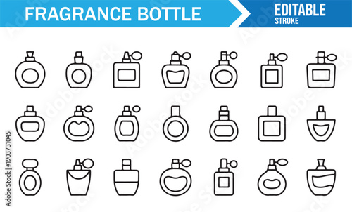 Fragrance Bottle Outline Icon Set Editable Vector