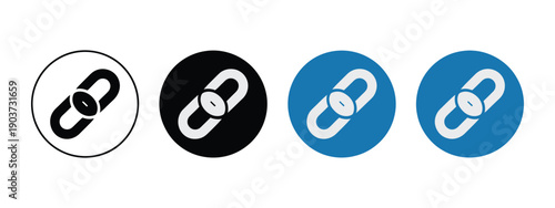 Web link icon artwork with chain icons, website URL link symbol, external link indicator, share link, attach link concept.