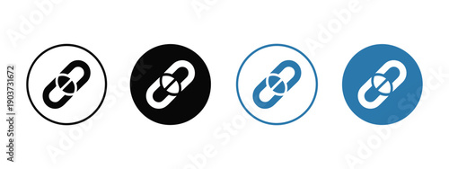Web link icon artwork with chain icons, website URL link symbol, external link indicator, share link, attach link concept.