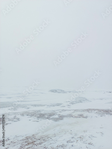 A frozen sea with snow