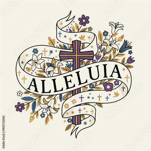 Alleluia floral banner for Easter