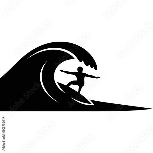 Surfer Riding a Big Wave.