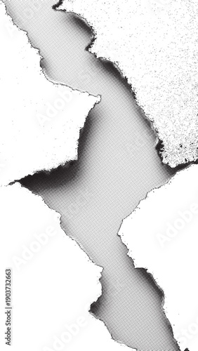 Deep vertical crack splits white textured surface showing dark separation below