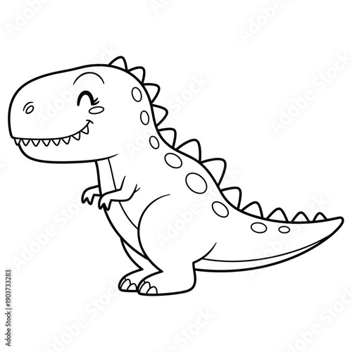 Adorable happy cartoon dinosaur outline ready for coloring page fun featuring simple thick lines perfect for toddlers and young children learning about prehistoric animals