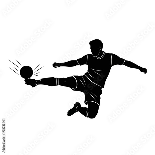 Man Kicking Soccer Ball with Precision.
