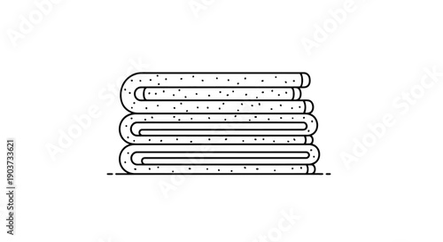 Minimalist folded towels line art spa hospitality hygiene icon vector
