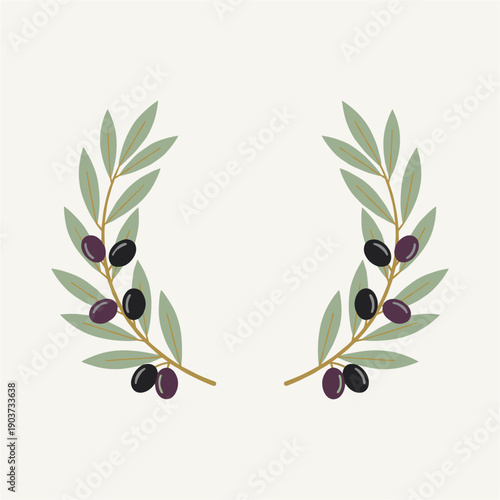 Olive branch wreath with olives